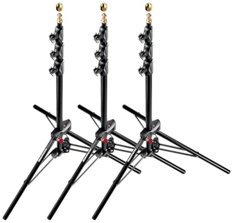 Manfrotto 1051BAC-3 6-Feet 9-Inches Alu Mini Compact Stand AC with 4 Section and 3 Risers, 3-Pack (Black)