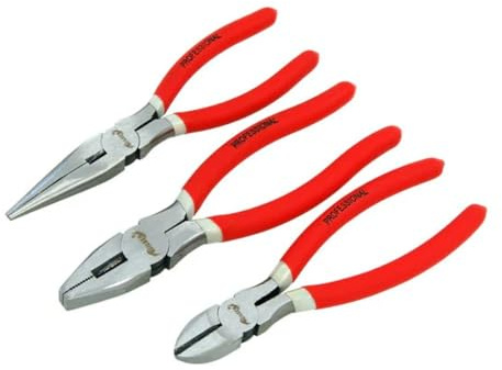 Neilsen CT0961 3pc Pliers Set 8in 200mm Combination Long Nose Side Cutter Pliers 3 Piece Set