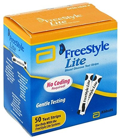 Freestyle Lite Blood Glucose Test Strips No Coding Required Pack of 50