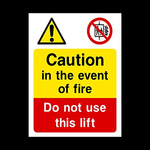 Caution en cas d'incendie NE pas utiliser Lift Autocollant/Autocollant Panneau Fire/d'urgence/sortie/alarme/Push/Extincteur/Assembly (Le14)