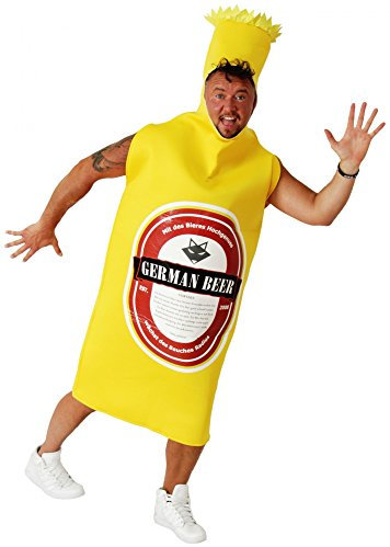 Lustiges gelbes Bier Flaschen Kostüm für Herren Bierflasche für Junggesellenabschied JGA Fasching Karneval Größe M-L