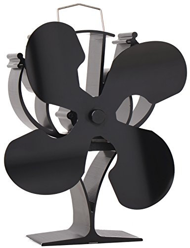 VODA New designed 4 Blades Heat Powered Stove Fan for Wood/Log Burner/Fireplace - Eco Friendly(Black)