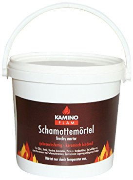 KaminoFlam Schamottemörtel keramisch - Feuerzement 1 kg - Schamottmörtel feuerfest - Ofenzement in Weiß - Backofenmörtel 13 x 13 x 13cm - Naturprodukt