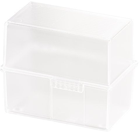 HAN Karteibox DIN A6 quer – innovatives, attraktives Design für 400 Karteikarten mit Stahlscharnier und Schnappverschluss, transluzent-klar, 976-63, 1 STÜCK