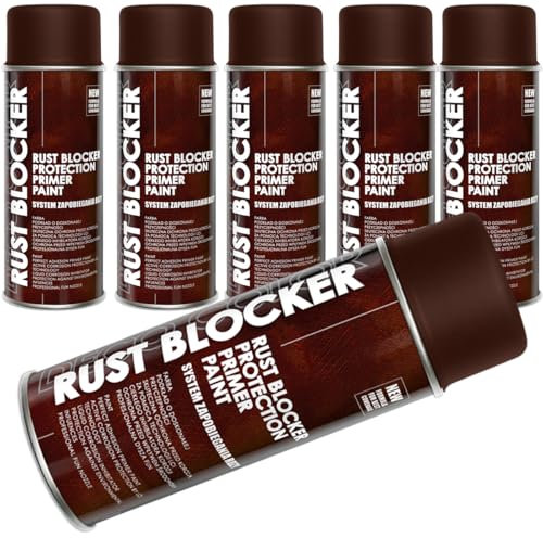 Deco Color 6er Sparpack 400 ml Rust Blocker 4in1 Metallschutzlack Rost Stop Lack BRAUN matt RAL 8017, 4in1 -Haftvermittler - Aktiver Rostschutz - schnelltrocknender Lack - effektiver Schutz