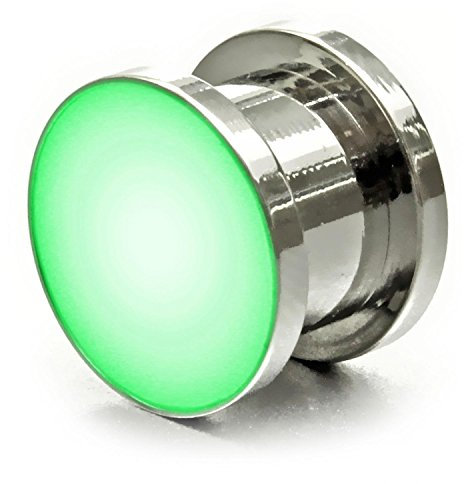 Ucult Leuchtender Ohr-Plug/LED Flesh Tunnel Plug Ohr Piercing Länge 10 mm, Farbe Grün