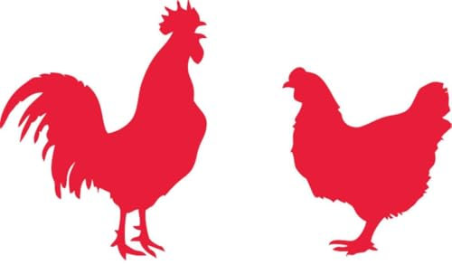 CLICKANDPRINT Aufkleber » WC Sticker Huhn & Hahn, 25x14,4cm, Blutrot • Dekoaufkleber/Autoaufkleber/Sticker/Decal/Vinyl