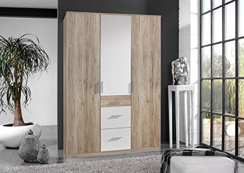 Wimex Kleiderschrank/ Drehtürenschrank Joker, 4 Türen, (B/H/T) 135 x 198 x 124 cm, San Remo-Eiche/ Absetzung Weiß