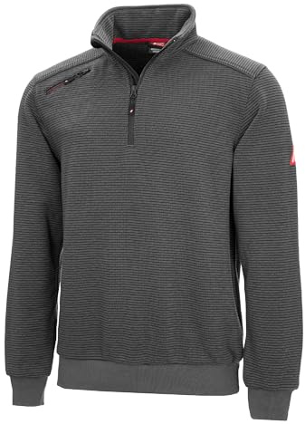 Nitras Herrenpullover Motion TEX Plus für die Arbeit mit Gummibund & hohen Stehkragen in Grau Größe M