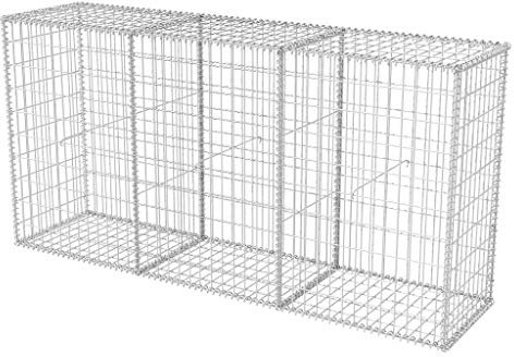 Tidyard Gabionenwand/Steingabione Wand/Drahtkorb Sichtschutz, aus Verzinkter Stahl, Silbern, 200 x 50 x 100 cm (L x B x H)