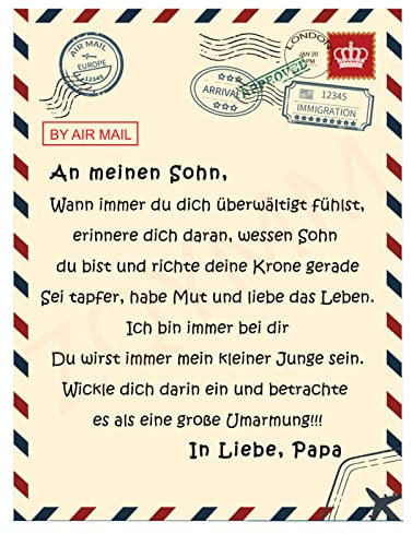 Kuscheldecke Personalisierte Decke Geschenke An menien Sohn Von Papa,Vater Zu Sohn Decke,Weiche Positiv Ermutigen Wohndecke Tagesdecke Für Couch Bett,TV-Decke Geburtstag,Vater zu Sohn B,150 * 200CM
