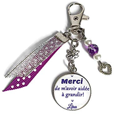 Porte clés personnalisé, cadeau Nounou, Merci de m'avoir aidé à grandir! Crèche, puéricultrice, cadeau de remerciement