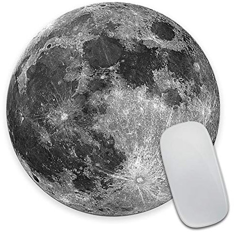 Wasach Moon Round Mouse Pad,Earth Grey moon Fashion Design Circular Mousepad With Rubber 20cm
