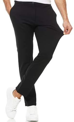 Indicode Herren Rodekro Performance Pants | Chinohose Herrenhose Super Stretch Stoffhose Bequeme Business Hose für Männer Black, 34/30