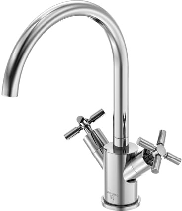 Mezclador de lavabo Steinberg serie 250, giratorio, bimando, con desagüe automático, proyección de 155 mm, 2501500, Color: Chrome