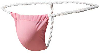 Newsywell Hommes String Soie Glacée Bikinis Mode Micro Tanga Taille Basse Microfibre Bulge Slip sous-Vêtements Rouge Moyen