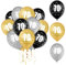 Luftballoon 70 Geburtstag, 70 Geburtstag Deko Mann Frau, Zahlenballon 70, Gold Schwarz Silber Ballon 70, 30 Stück Happy Birthday Girlande Ballon Schwarz Gold Deko