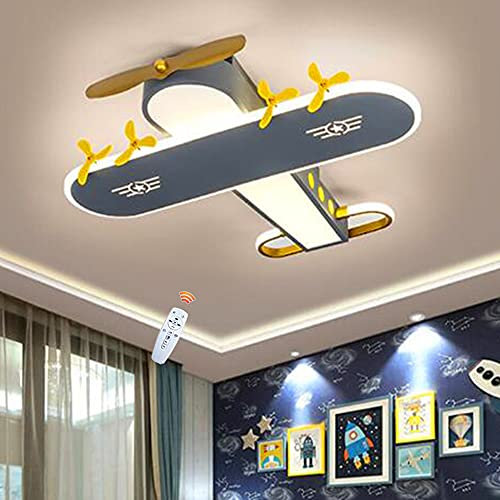FUMIMID Flugzeug Deckenleuchte Modern Cartoon Kinderlampe Dimmbar Deckenlampe LED 59W Acryl Kronleuchter Jungen Mädchen Schlafzimmer Kinderzimmer Kindergarten Deckenbeleuchtung,A