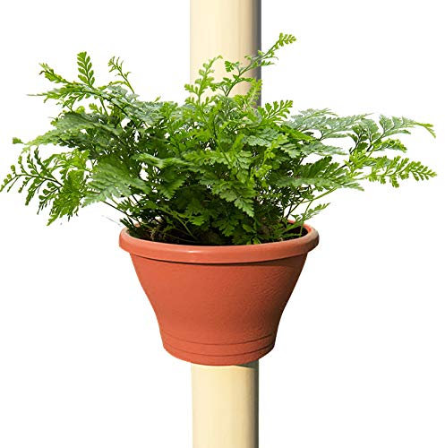 Momolaa Jardinière Pot de Fleur pour gouttière - Pot de Fleurs Rond avec Tuyau de Pluie - Support de Pot de Fleur pour Tuyau de vidange - jardinière - Pot Suspendu (Rouge, L)