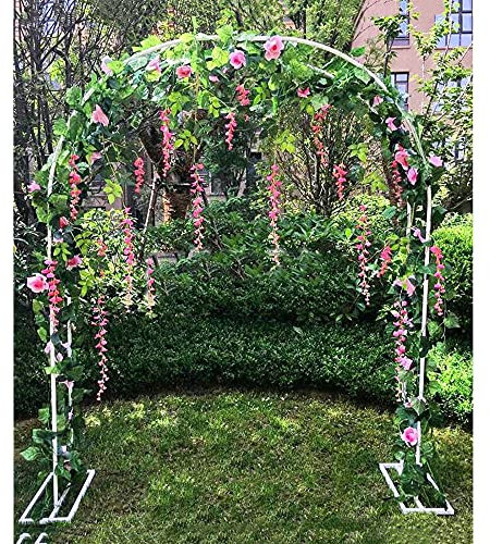 WFENG Pergola Rankhilfe Rankgitter,Schmiedeeisen-GartenböGen,HochzeitsTorbogen,KletterpflanzenböGen,Torbogen Rankhilfe Spalier/Weiß / W350×H220cm