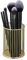 Relaxdays 1 x Stiftehalter modern, rund, Pinselhalter Kosmetik, Draht, Stiftebecher Schreibtisch, H x D: 10 x 8 cm, gold