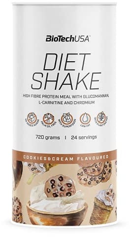 BioTechUSA Diet Shake | hyperprotéiné, pauvre en graisse | avec super-aliments, chrome, glucomannane, L-carnitine | faible taux de sucre, sans huile de palme, 0,72 kg, cookies&cream_