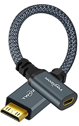 Twozoh Câble Adaptateur Mini HDMI Mâle vers Micro HDMI Femelle, Adaptateur convertisseur 3D/4K 1080p (20CM)