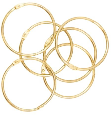 Craftelier - Set mit 6 Metallringen, Typ Ring, ideal für Scrapbooking und Basteln | Ringe für Alben, Notizbücher, Planer oder Terminplaner | Größe Ø 60 mm · Gold