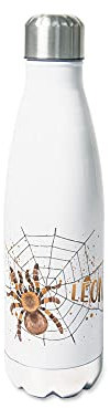 GRAZDesign Trinkflasche Kinder personalisiert Name, Einschulung Geschenk Geschenkideen für Schulanfänger, Thermosflasche Mädchen und Junge Edelstahl 500ml Spinne