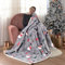 SOCHOW Sherpa Fleece Weihnachten Wohndecken Kuscheldecken, weiche und warme, Schneemann und Schneeflocke Gemustert Plüschdecke für Bett, Sofa und Couch, 150 x 200 cm, grau