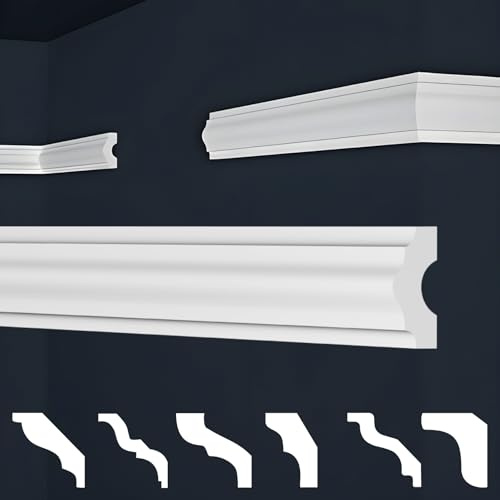 MARBET DESIGN Stuckleisten XPS Styropor weiß - Wandleisten Wandvertäfelung Flachleisten E-Leisten - (2 Meter / 1 Leiste E-18)