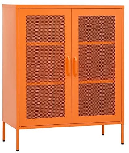 vidaXL Lagerschrank Sideboard Kommode Anrichte Stahlschrank Schrank Beistellschrank Mehrzweckschrank Bücherschrank Standschrank Orange 80x35x101,5cm Stahl