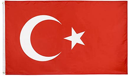 Flagge Türkei aus Polyester, groß, für den Innen- und Außenbereich, 90 x 150 cm