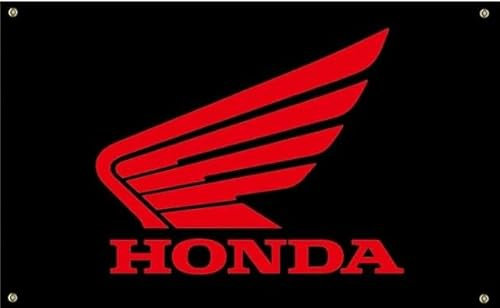 RAUMM Honda, Motorrad-Rennsport-Banner, 90 x 150 cm, Auto-Flagge, zum Aufstecken, 100% Polyester, für Autofans, großes Dekor-Emblem für Außen- und Innenbereich, Banner mit Messingösen.