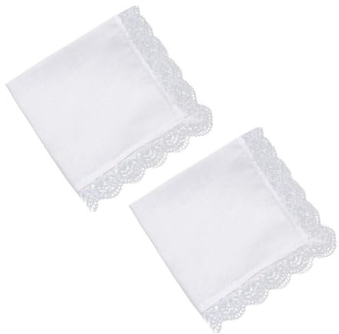 Onsinic Kreative Weiße Spitze Taschentuch 2 Stück Womens Weiche Feste Reiner Weißer Spitze Hankies Hochzeit Dekoration Tuch Servietten