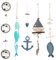 Logbuch-Verlag Anhänger Set 5 TLG. - Fische Anker Segelboot Leuchtturm AHOI aus Holz & Metall - Maritime Deko zum Aufhängen