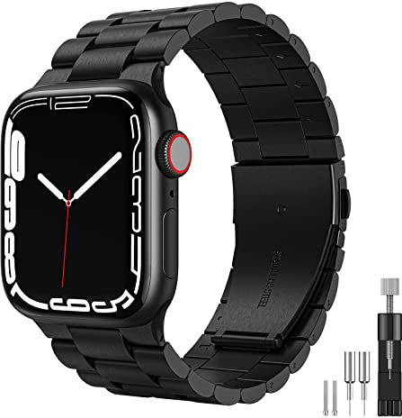 owlhold Metall Armband Kompatibel mit Apple Watch 41mm 40mm 38mm, Premium Edelstahl Ersatz Uhrenarmband für Apple Watch Serie 10/9/8/7/6/5/4/3/2/1/SE/SE2 für Männer und Frauen(schwarz)