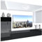 BELINI Wohnwand Wohnzimmer-Set Vollausstattung Moderne Schrankwand mit LED-Beleuchtung Anbauwand TV-Schrank Weiß ganzes Oberteil/Schwarz