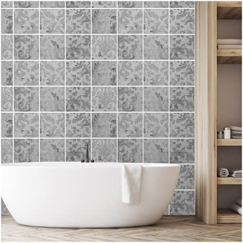 FoLIESEN Fliesenaufkleber für Bad, Küche, Badezimmer - Fliesen-Folie selbstklebend - Klebefliesen Beton-Wand Shabby, .:15x20 cm / 16-tlg. Set
