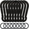 EGGMARCH 8 Pack Black Carabiner Clips with 8 Key Rings Heavy Duty Spring Snap Hook Zinc-Galvanized Steel Snap Clip Connector Link Hooks for Camping Fishing Hiking Swing Hammock Dog Leash (6 cm)