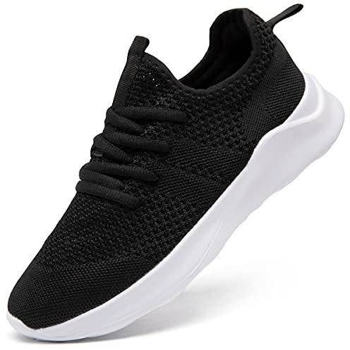 LANGFEUU Damen Turnschuhe Sneaker Schuhe Damen Sportschuhe Laufschuhe Tennisschuhe Outdoor Running Damen Walkingschuhe Straßenlaufschuhe rutschfest Atmungsaktiv Leichtgewichts Schwarz Weiß 41
