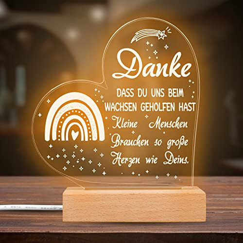 Rebundex Abschiedsgeschenk Kindergarten Erzieherin Geschenk Abschied LED Acryl Nachtlicht Danke Geschenk Kita Abschiedsgeschenk für Erzieher-Danke dass du mir beim Wachsen geholfen hast