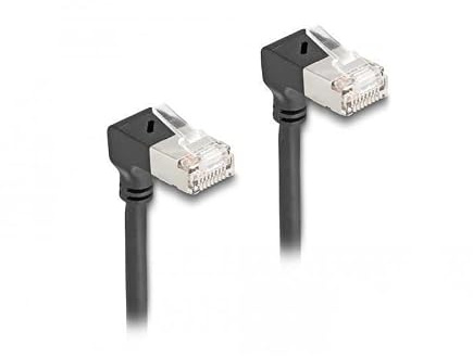 DeLOCK RJ45 Netzwerkkabel Cat.6A S/FTP Slim 90° unten/unten gewinkelt 0,25 m schwarz