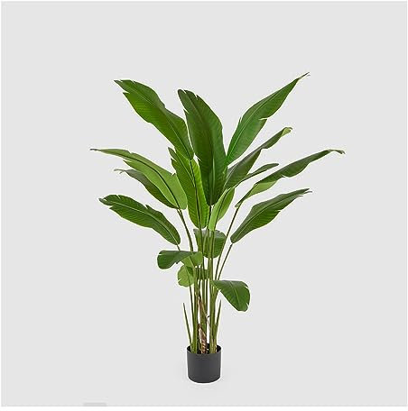 EDG Enzo de Gasperi Strelitzia Banks con Vaso da Interno o Esterno, pianta Artificiale, Finta Verde da Arredamento H155 cm