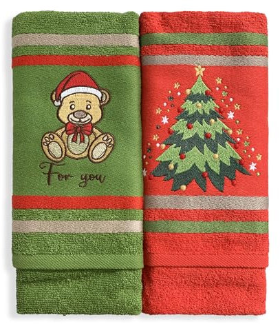 Juego de paños de cocina navideños maestros algodoneros de rizo de 2 piezas Navidad 6237