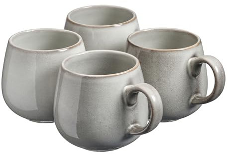 Cooks Professional Set of 4 Mugs | 350ml Stoneware Coffee Mugs | Large Ceramic Mugs for Hot Drinks | Microwave & Dishwasher Safe | Nordic Grey