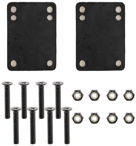 GUQIANLU Black Rubber Skateboard Riser Pad Kit with Mounting Screws and Nuts - Enhance Your Longboard Skateboard Experience