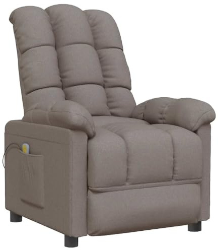 vidaXL Massagesessel, Sessel Verstellbare Rückenlehne Fußteil, Fernsehsessel Relaxsessel mit Liegefunktion, Liegesessel Polstersessel Ruhesessel, Taupe Stoff
