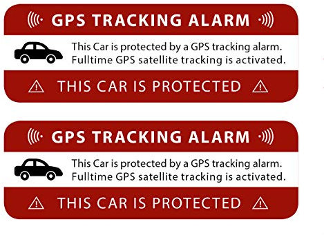 2 Stück GPS Auto Aufkleber Tracking Alarm Warnung Hinweis auf GPS-Sicherung Außenklebend für Motorräder Wetterfest und UV-Beständig