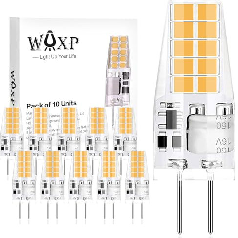 WAXP G4 LED Lampen Tageslichtweiß 2W, 12V 4000K Neutralweiß LED Stiftsockellampe Ersatz 20W Halogenlampen, 200 Lumen, Nicht Dimmbar Glühbirne, 10er-Pack